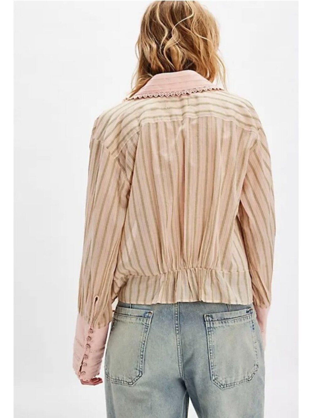We The Free Forever Love Striped Top Size Large Boho Cottage Prairie Coquette - Picture 3 of 13